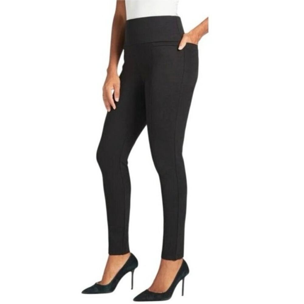 Betabrand Power Down Pant Black Ponte Seamed Legs Skinny Fit Size S